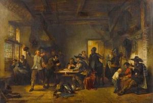 Interieur Mit Soldaten. 1860.