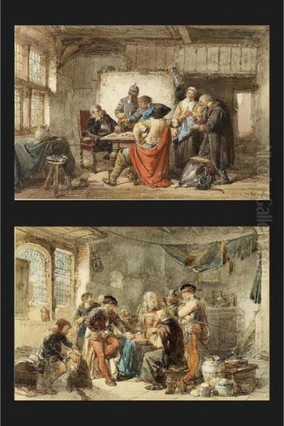 Two Scenes With Soldiers In An Interior (a Pair) - view 1