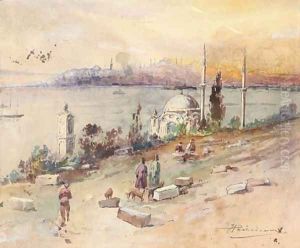 Sunset at the Golden Horn, Istanbul by Russian School