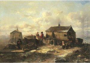 A Fisher Family From Marken Conversing By A Hut In Winter A Fisher Family From Marken Conversing By A Hut In Winter