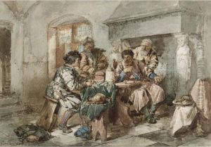 An Interior Scene With Soldiers