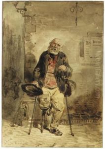 An Bearded Old Man Begging In The Street
