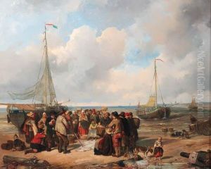 De Afschlag Van Visch Aan Het Strand Te Scheveningen: A Fishauction On The Beach