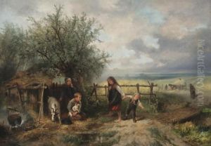 Playing With The Goat On Harvest Day by Jan Mari Henri Ten Kate