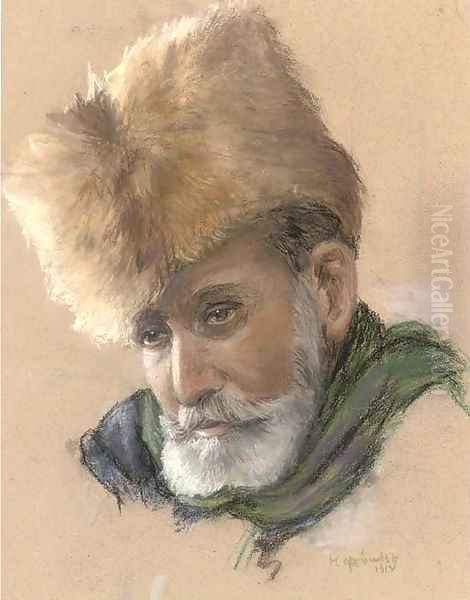 Portrait of a bearded man in a fur hat - view 1