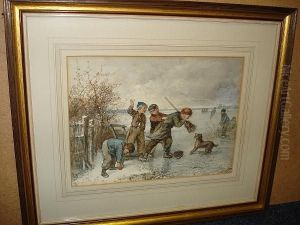 Children Playing On Ice