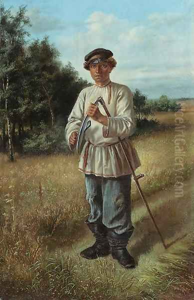 Portrait of a young Man with a Scythe - view 1