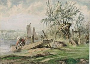 A Fisherman Bringing In The Catch by Jan Mari Henri Ten Kate