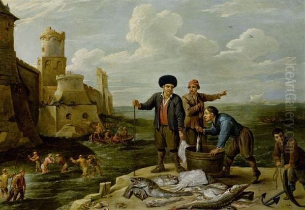 Fishing Scene At A Harbour - view 1