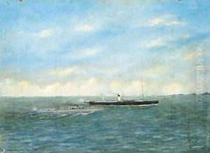 Two Russian Steamers in coastal Waters