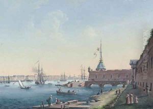 View of the Peter-Paul Fortress and Palace Embankment, St Petersburg by Russian School