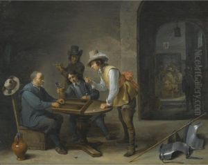 A Guardroom Scene With Tric-trac Players In The Foreground