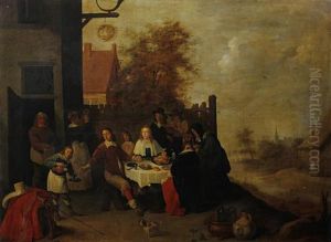 Figures Dining Before A Country Inn