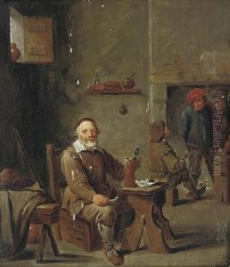 Peasants Drinking And Smoking In An Interior by David The Younger Teniers