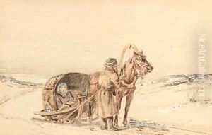 A rest on the way by Russian School