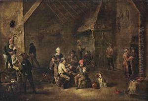 Peasants Smoking And Music Making In An Interior by David The Younger Teniers