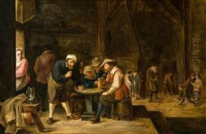 Joueurs De Des Dans Une Taverne by David The Younger Teniers
