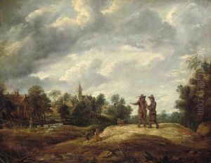Two Travellers On A Path Before A Village by David The Younger Teniers