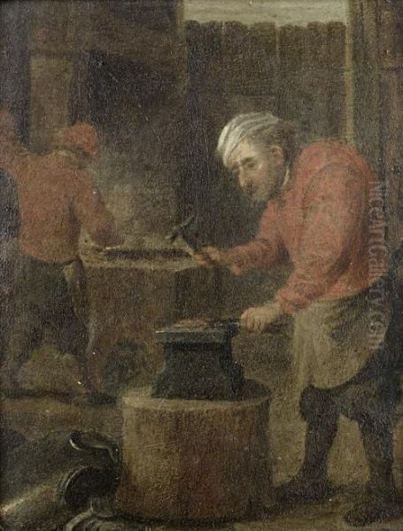 A Blacksmith Forging Armour - view 1