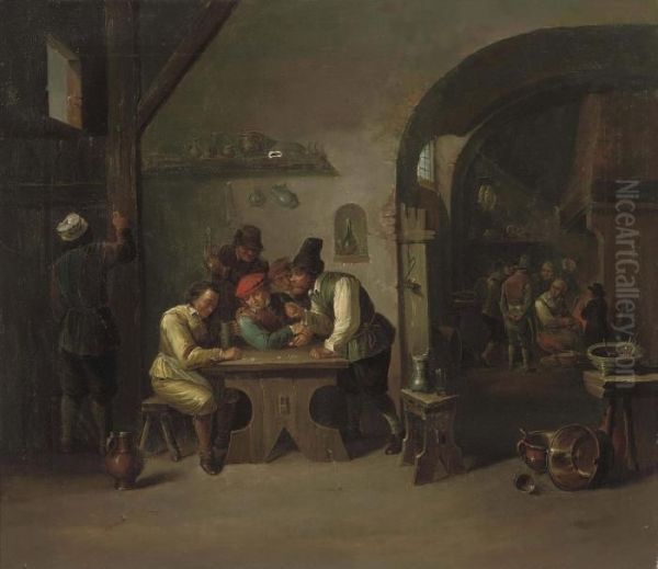 Figures Playing Games In A Tavern - view 1