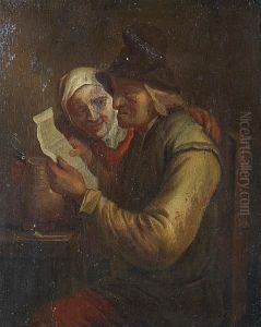 Topers In An Interior Reading A Letter