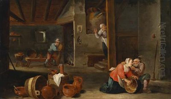 A Farmhouse Interior With An Amorous Oldman - view 1