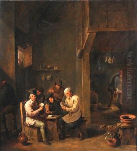 Scena Da Interno Con Giocatori Di Carte In Osteria
