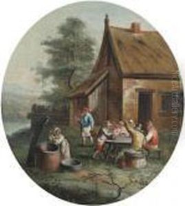 Herbergscene In Openlucht.