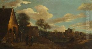 Dorfansicht Mit Diskutierenden Bauern by David The Younger Teniers