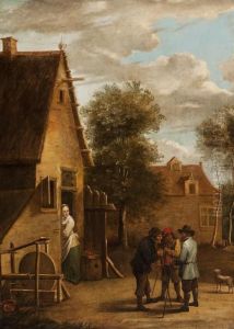 A Chat In Front Of The House by David The Younger Teniers
