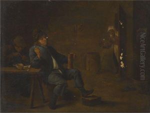 Interior With Figures Smoking And Drinking by David The Younger Teniers