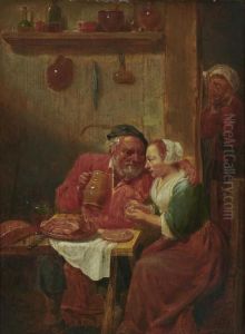 Ein Alter Bauer Im Vetrauten Gesprach Mit Einer Magd by David The Younger Teniers