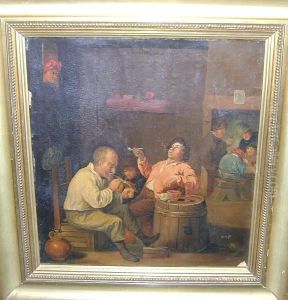 A Tavern Scene With Men Smoking And Figures Bya Fireside by David The Younger Teniers