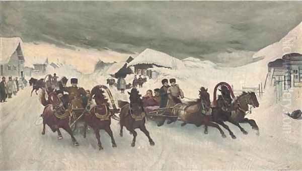 Troikas in the snow - view 1