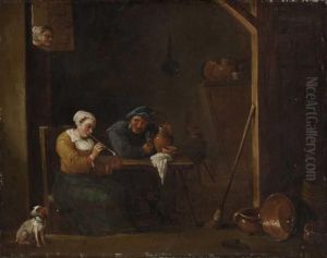 Bauernpaar In Der Stube by David The Younger Teniers