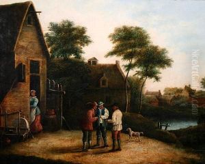 Figures Before A Village Inn