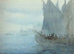 Vessels before Santa Maria della Salute, twilight