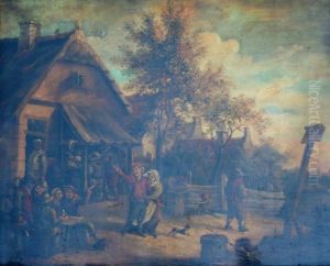 Peasants Carousing Outside A Tavern