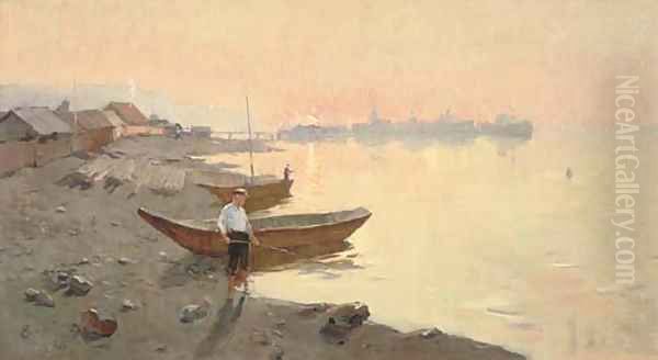 Fishing at sunset - view 1