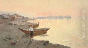 Fishing at sunset