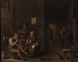 Boors Smoking And Drinking In An Interior
