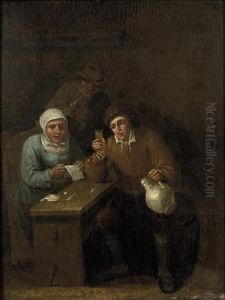 Two Men And A Women Drinking And Playing A Game At A Table In Aninn