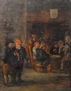 A Tavern Interior With Peasants Drinking Andplaying At Cards by David The Younger Teniers