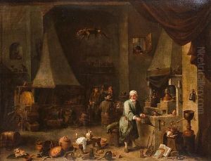 Interior Of A Laboratory With An Alchemist Atwork