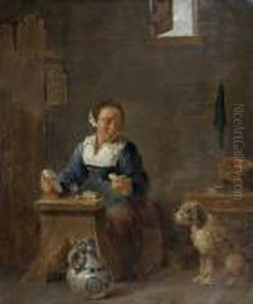 Une Femme Dans Un Interieur Avec Un Chien - view 1