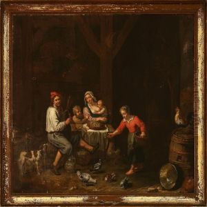 Feeding The Chickens by David The Younger Teniers