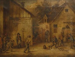 Figures Playing Boules Outside A Tavern Figures Playing Boules Outside A Tavern