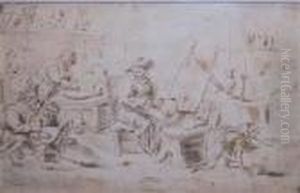 The Monkey Artist In His Studio by David The Younger Teniers
