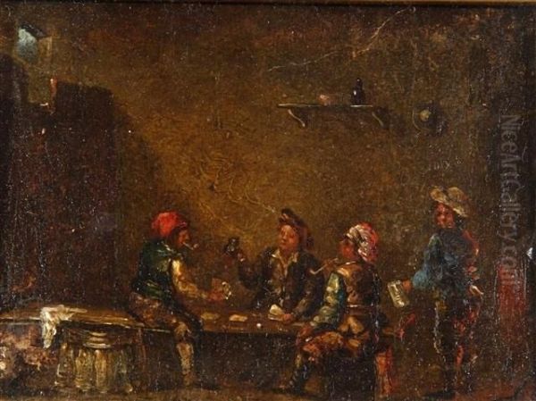 Tavern Interior With Figures Playing Cards - view 1