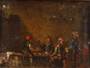 Tavern Interior With Figures Playing Cards by David The Younger Teniers